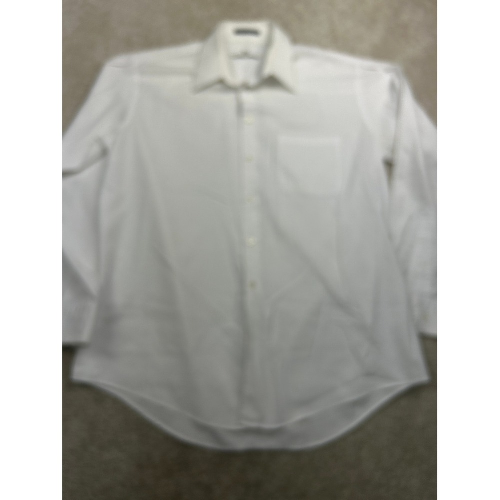 Perry Ellis Solid Button Down 16 35 White Fine Blend Professional Office Preppy